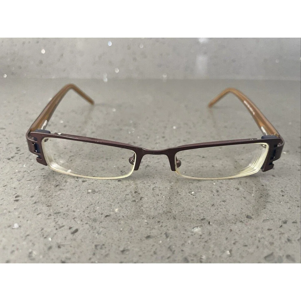 Menizzi Eyeglasses Frames ONLY M1019 C0 43-17-130 Brown Bronze half rim rectangl